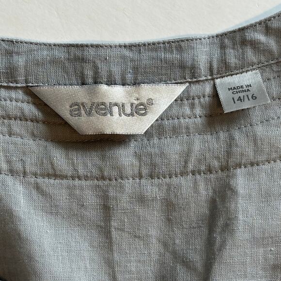 Avenue Soutache Top Womens Size 14-16 Blue Gray & Cream Boho Button Blouse - Picture 4 of 7